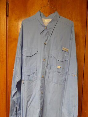 Columbia PFG Blue Cotton LS Shirt Size 1X